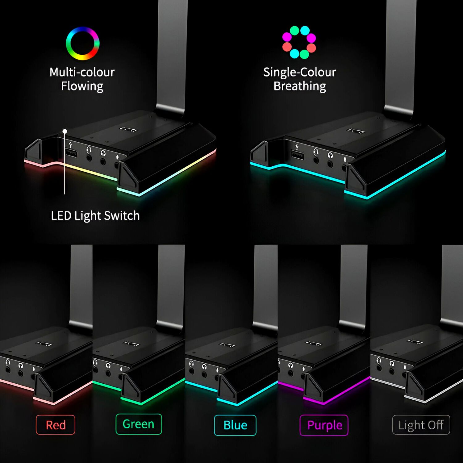 Soporte De Aud&iacute;fonos Full Rgb Multimedia 7,1 + Puertos Usb image number 5.0
