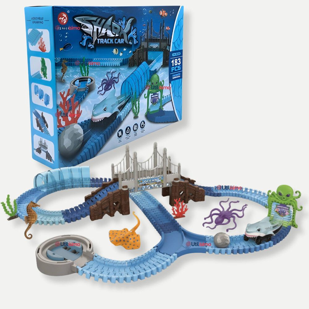 Pista Carreras De Auto Ni&ntilde;o Juguete Flexible Acu&aacute;tico 183 Piezas image number 1.0