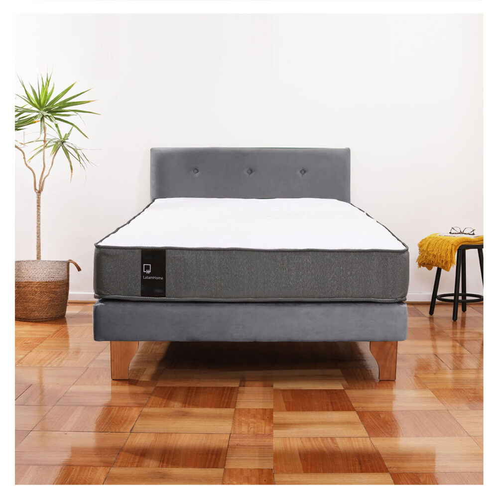 Cama Europea Zen Best 1.5 Plaza Tela Velvet Gris + Respaldo image number 0.0