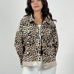 Chaqueta Cotele Print Brillos En Hombros
