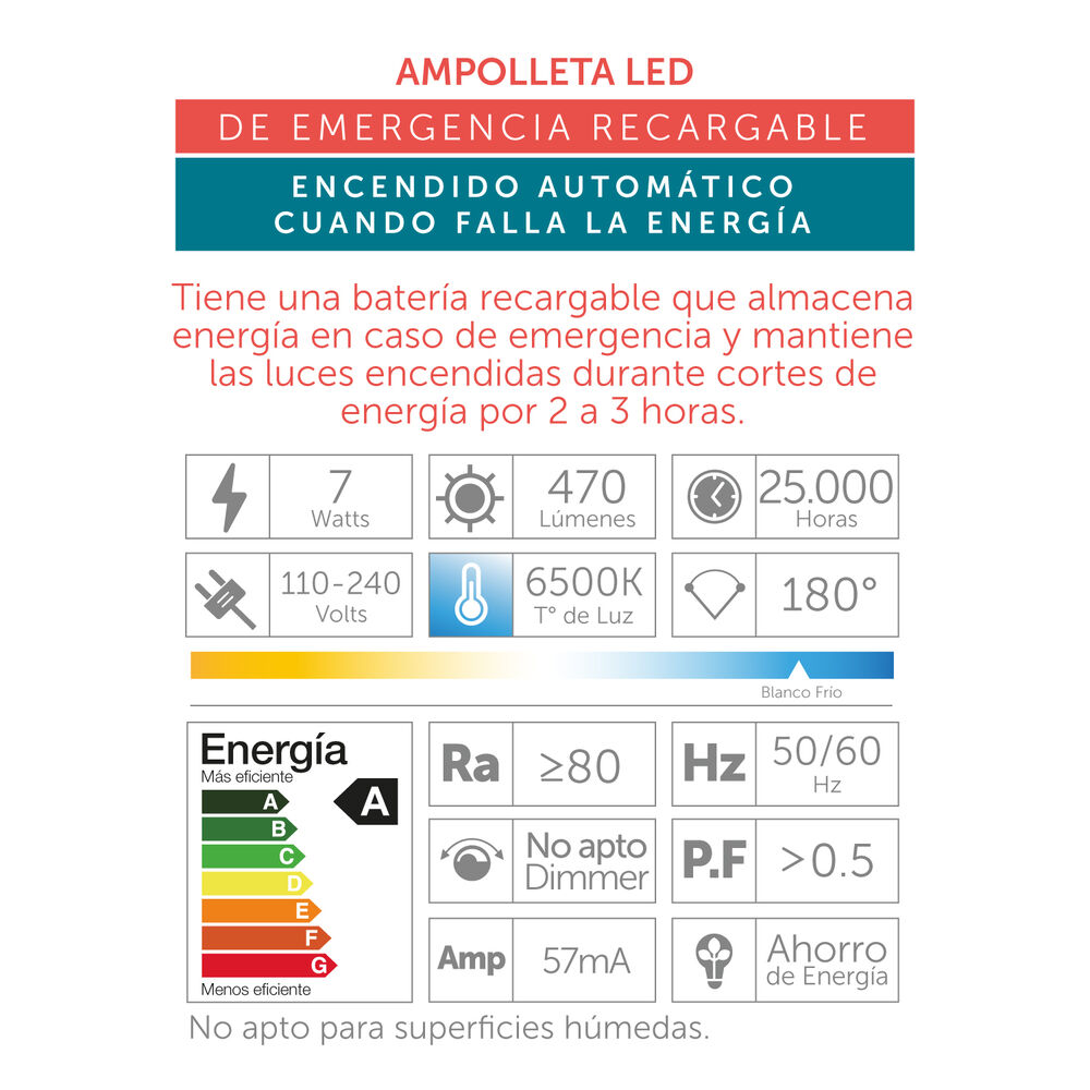 Ampolleta Led De Emergencia A60 7w image number 3.0