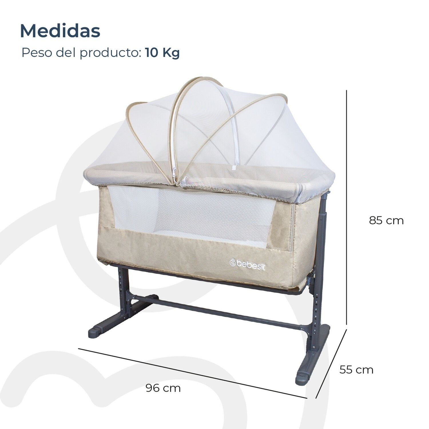 Cuna Colecho Con Mosquitero Myside Lx Beige Bebesit image number 6.0