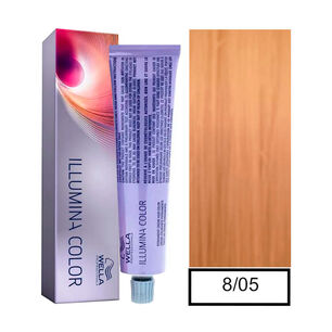 Wella - Tintura Permanente Illumina Color 8/05 Rubio Claro Natural Caoba 60 Ml + Oxidante