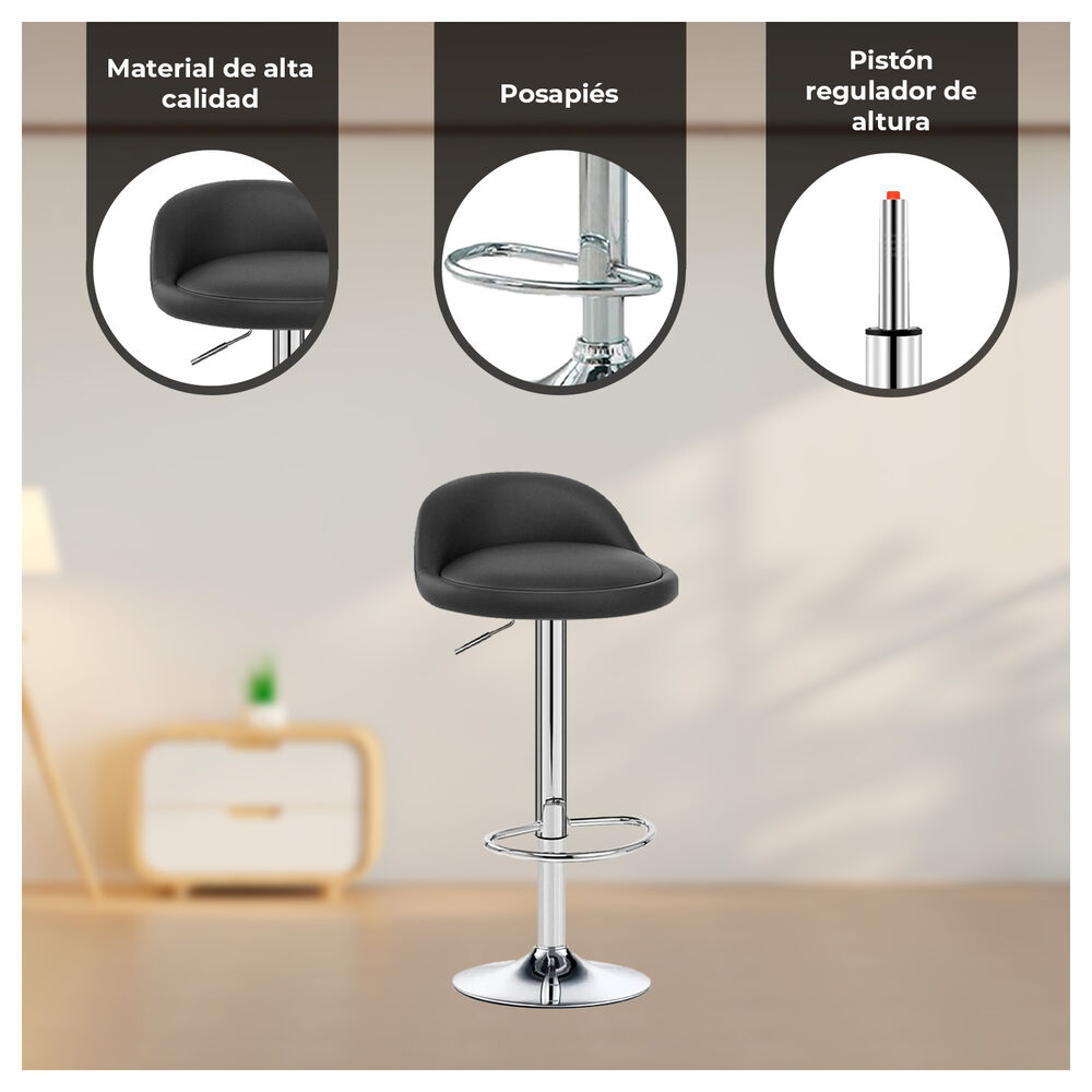 Pack 2 Silla Piso Bar Taburete Negro image number 1.0
