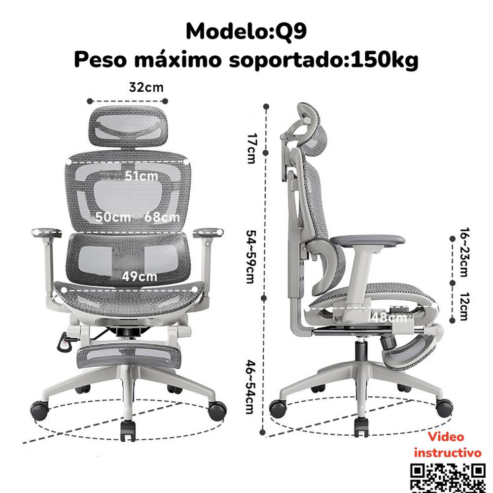 Silla De Escritorio Reclinable Reposapies Q9 By Lubabycas image number 3.0