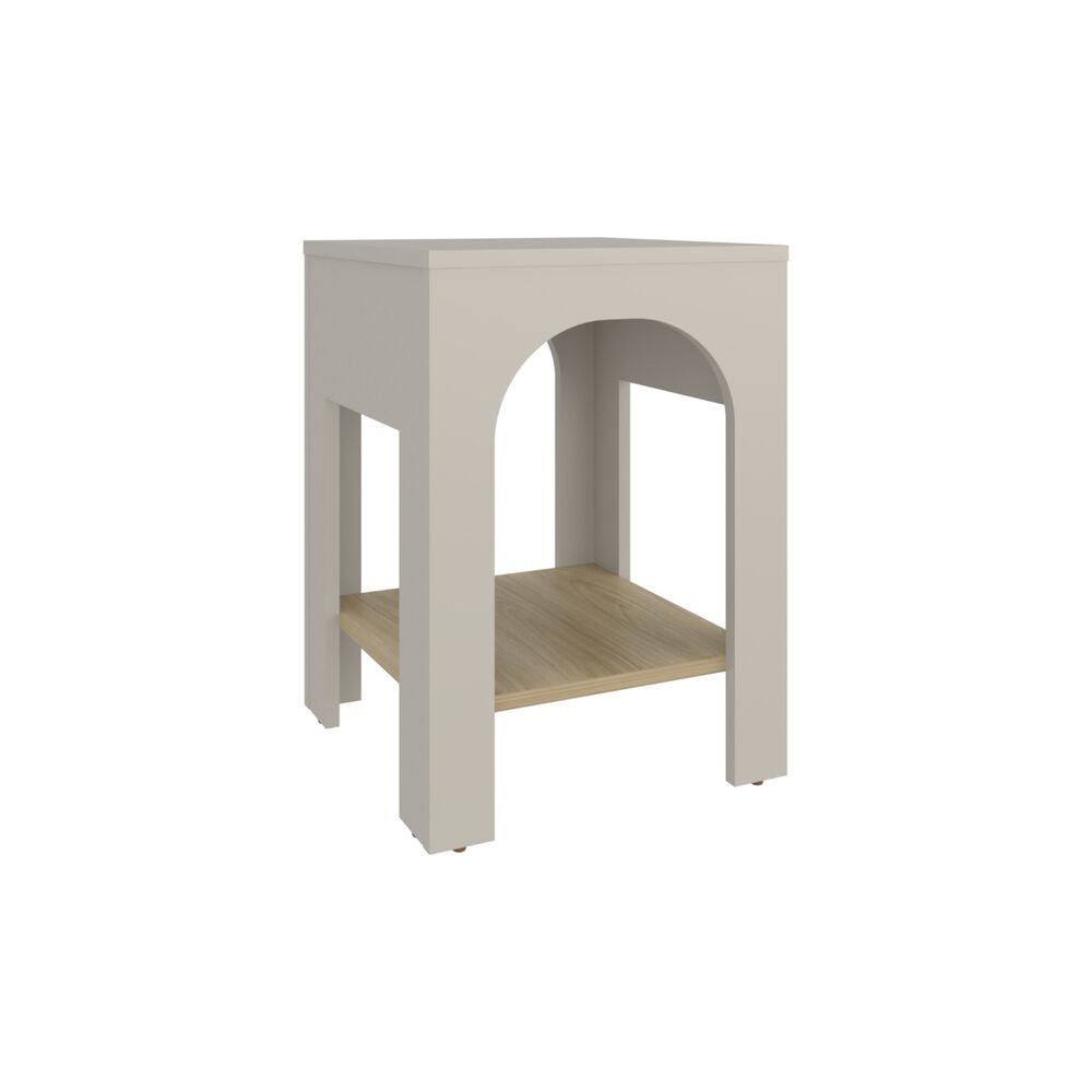 Mesa Lateral 52x37,5x37,5 Cm Beige Y Café Claro image number 0.0