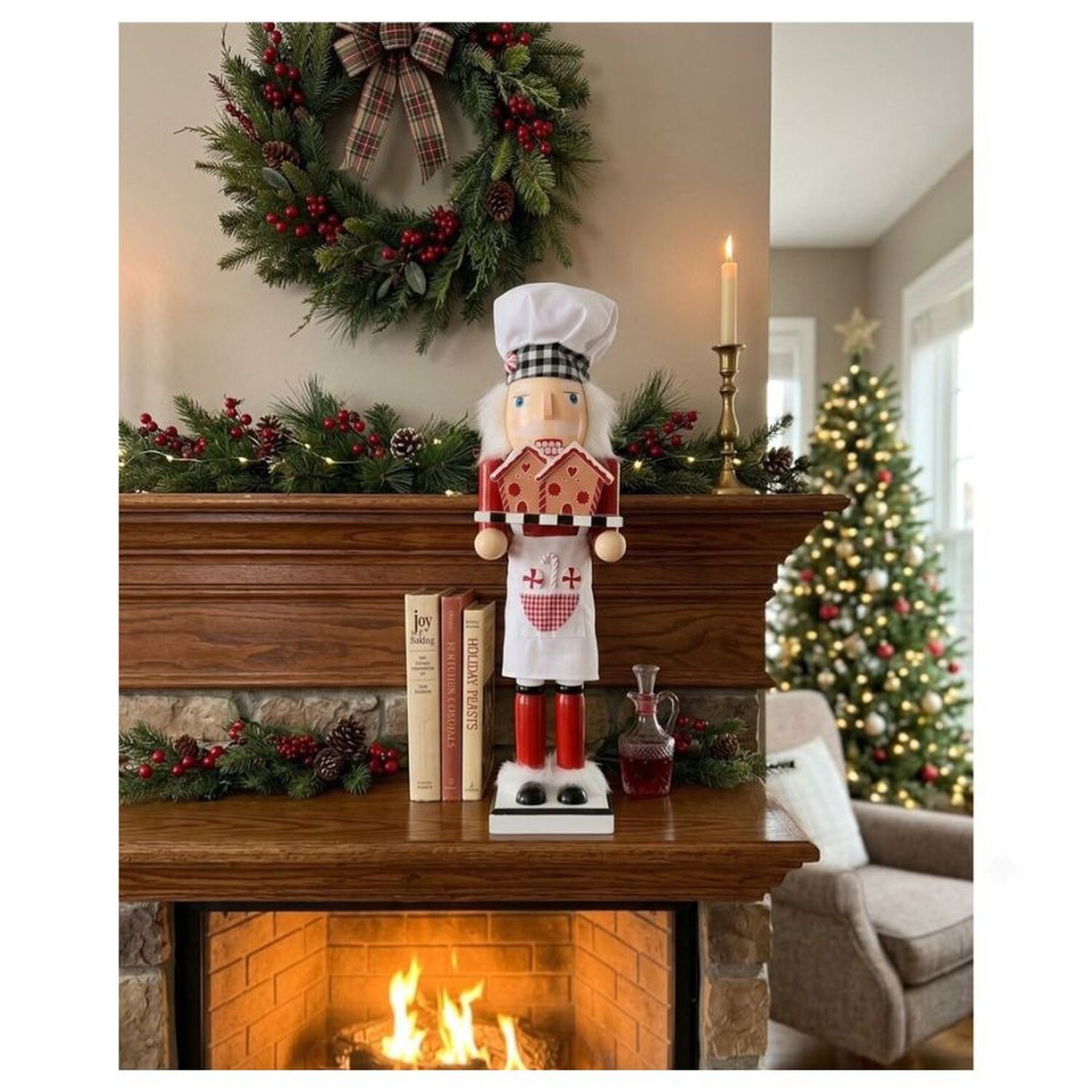 Cascanueces Pastelero De Madera Decorativo Navidad 39cm image number 1.0