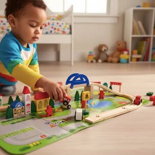 Pista De Autos Con Puente De Madera Juego