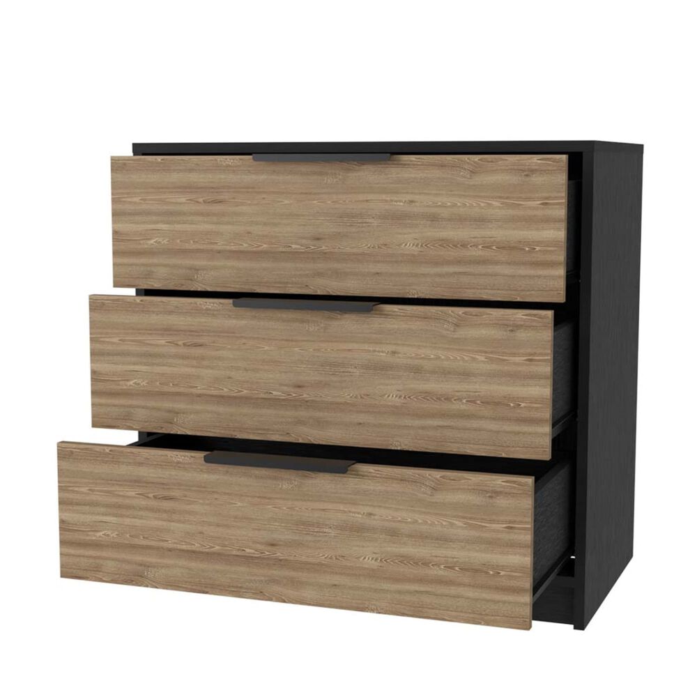 Comoda 3 Cajones Fm-001n - Negro / Cafe Claro image number 3.0