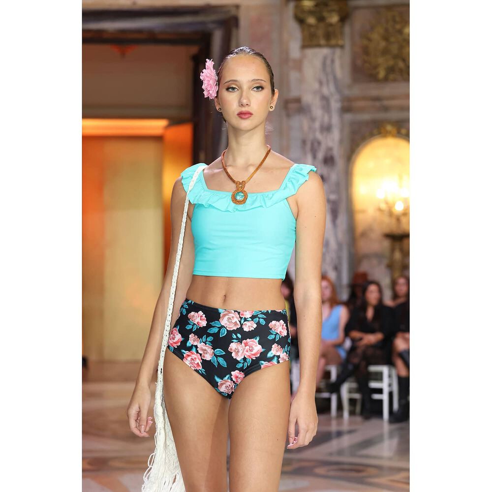 Bikini Sexy Cintura Alta Y Vuelos Chic Floral Gloriahoon image number 3.0