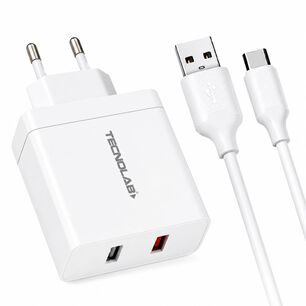 Cargador R&aacute;pido Qc 3.0 18w Usb-a A Usb-c Certificado - Ps