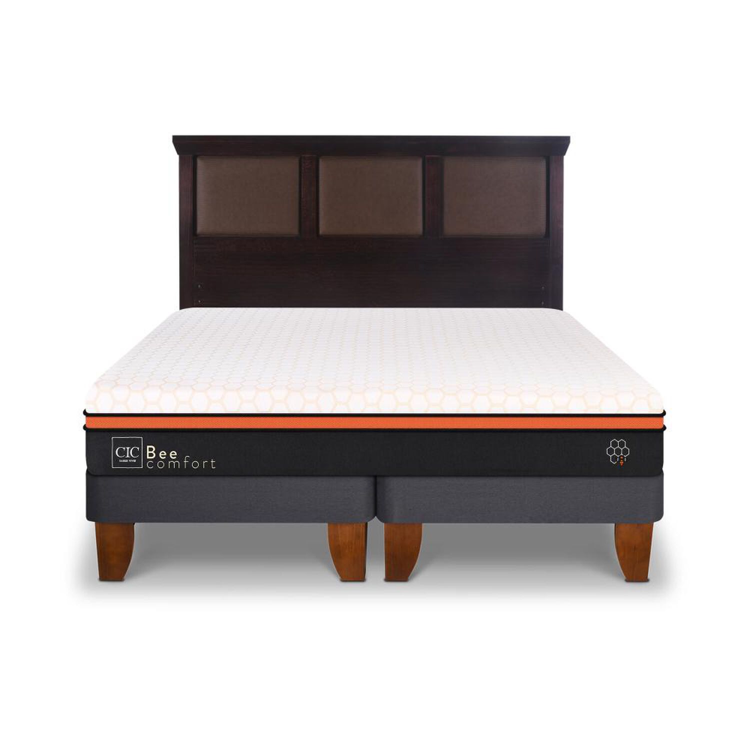 Cama Europea Cic Bee Comfort / 2 Plazas / Base Dividida + Respaldo image number 0.0