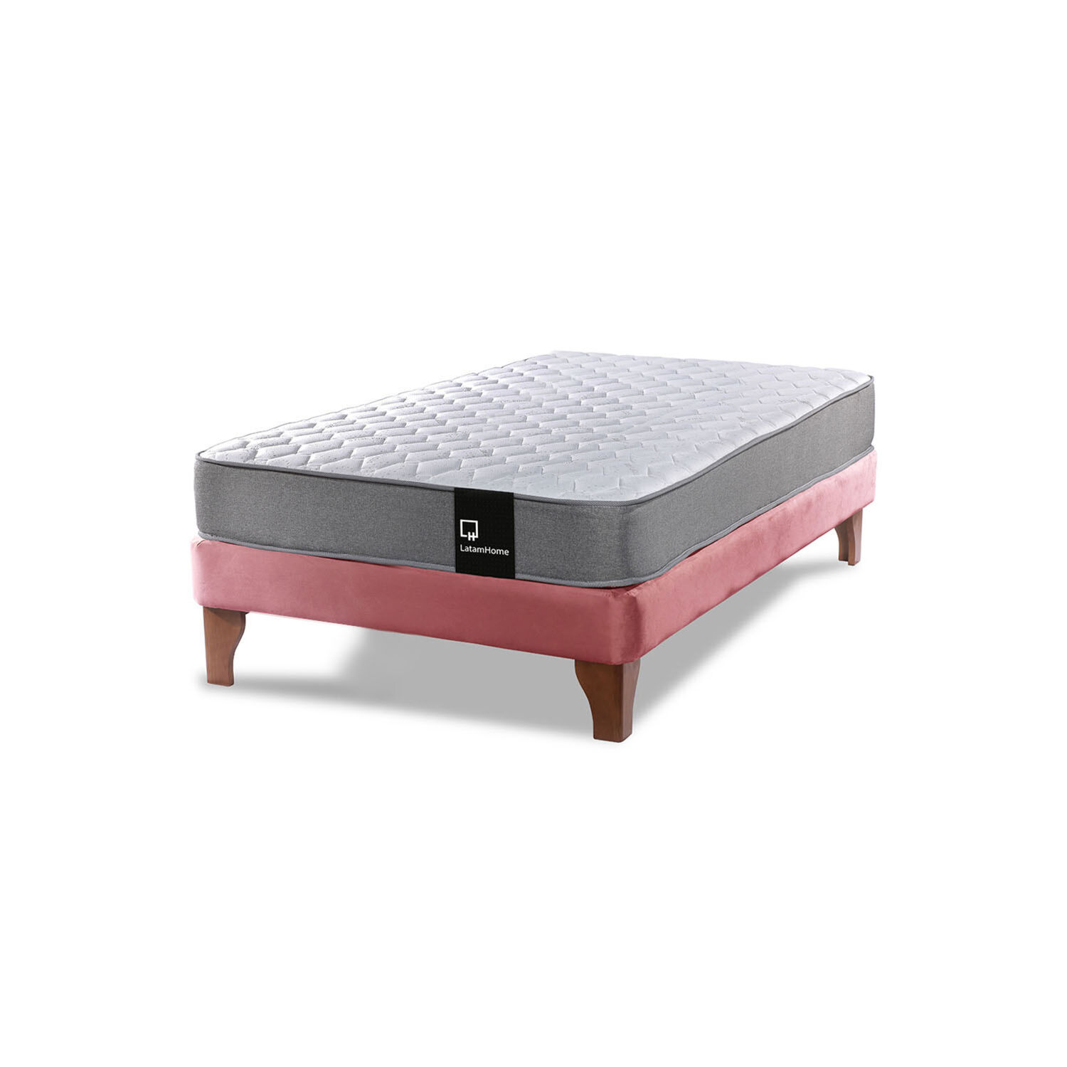 Cama Europea Zen Best 1.5 Plaza Tela Velvet Palo Rosa image number 1.0