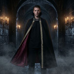 Capa Vampiro Edad Media Con Forro Interior Borde Decorativo