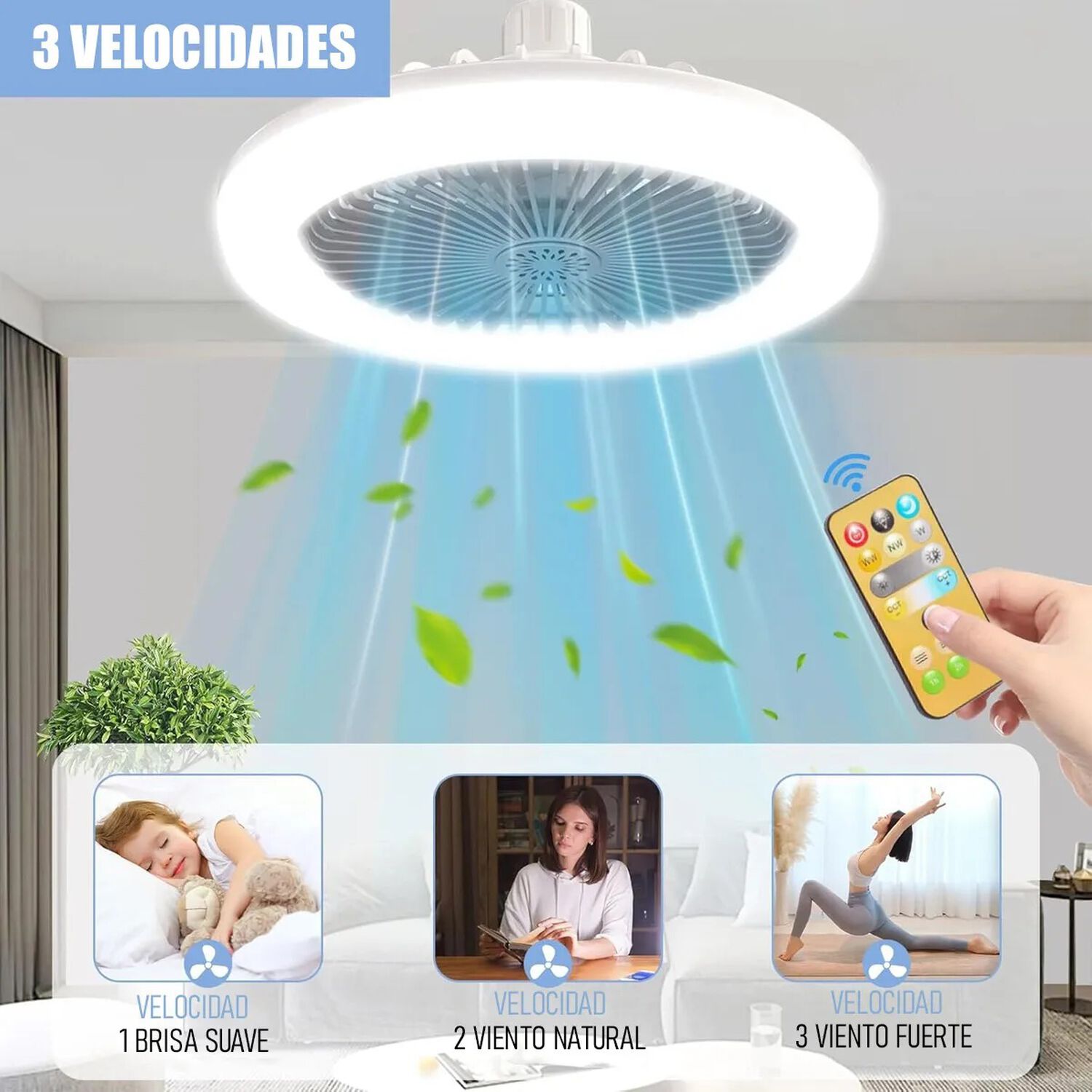 L&aacute;mpara Ventilador 2 En 1 Con Control Remoto image number 1.0