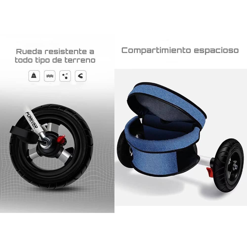 Triciclo Reversible Y Plegable Con Accesorios Gris Lubabycas image number 5.0