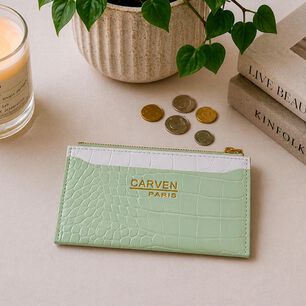 Billetera Tarjetero Mujer Con Monedero Zoe Verde Carven