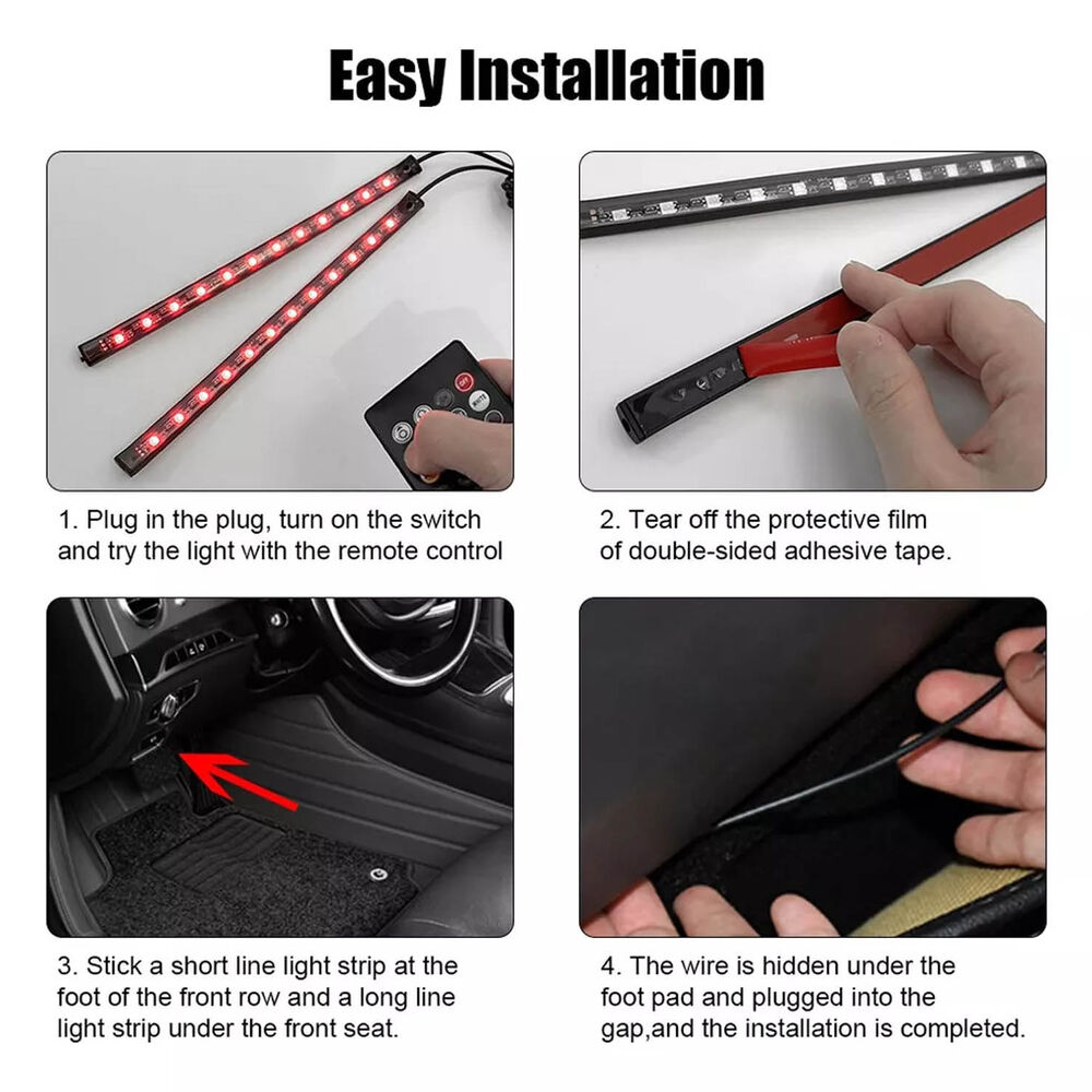 Luces Tiras Led Internas Auto Con Control Multicolor Rb K14 image number 5.0