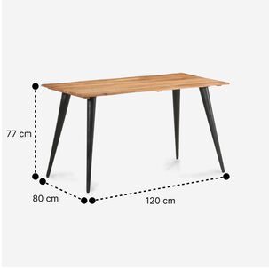 Mesa Aneto Diseño Orgánico Con Cubierta De Madera Y Patas Metálicas