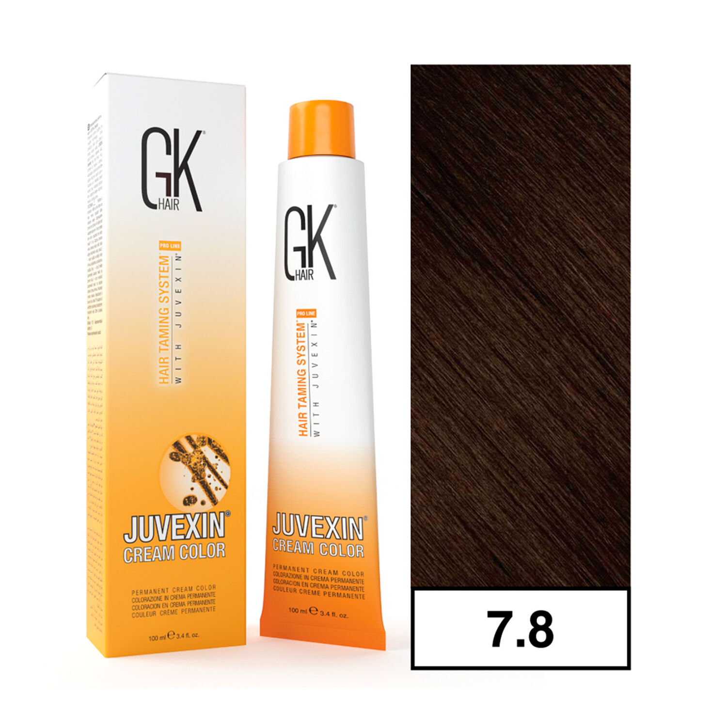 Gkhair - Tintura Cream Color Permanente Vegana 100ml + Oxidante - 7.8 Casta&ntilde;o Rubio image number 0.0