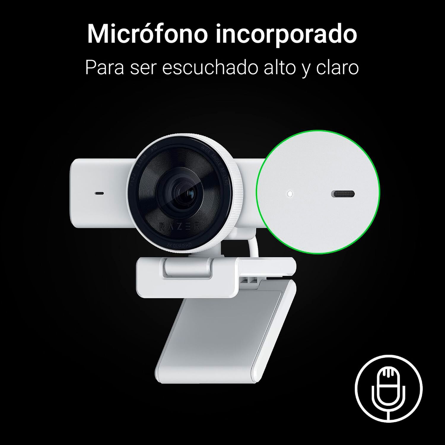 C&aacute;mara Web Gamer Razer Kiyo V2 X Webcam 1440p 60fps Blanca image number 3.0
