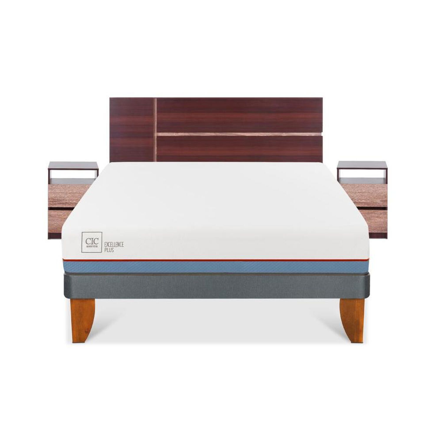 Cama Europea Cic Excellence Plus / 2 Plazas / Base Normal + Set De Maderas image number 0.0