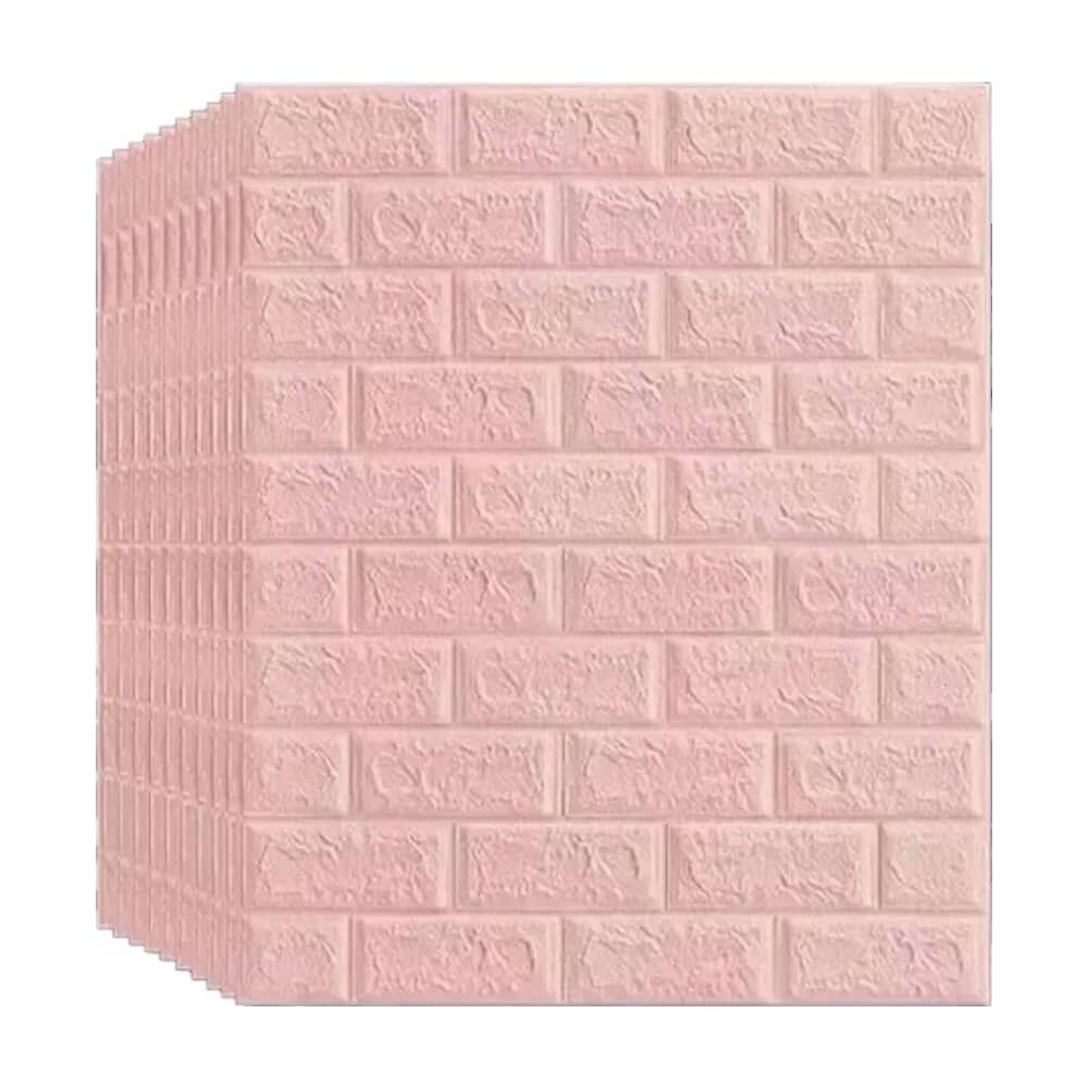 Pack 10 Lamina Papel Mural Autoadhesivo 3d Ladrillo 70x81 Rosa image number 0.0