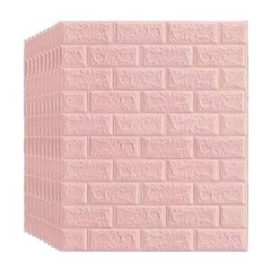 Pack 10 Lamina Papel Mural Autoadhesivo 3d Ladrillo 70x81 Rosa