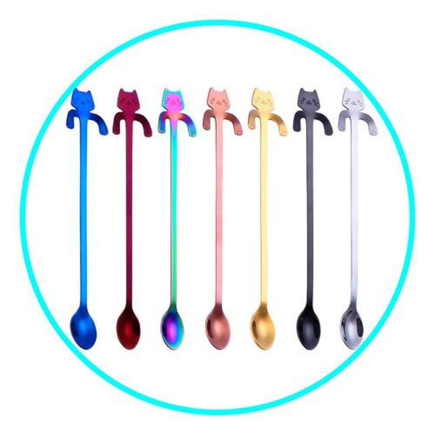 Cuchara Gato Larga Colores Acero Inoxidable Kawaii image number 0.0