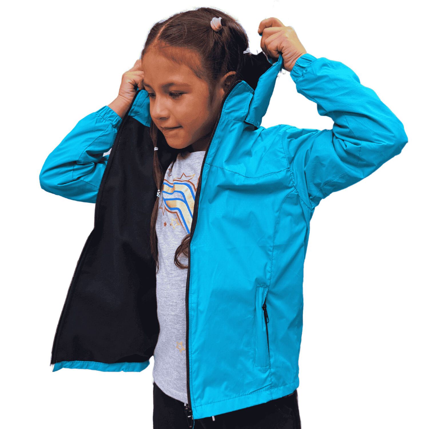 Chaqueta Cortaviento Impermeable Unisex Para Ni&ntilde;os Con Polar image number 2.0