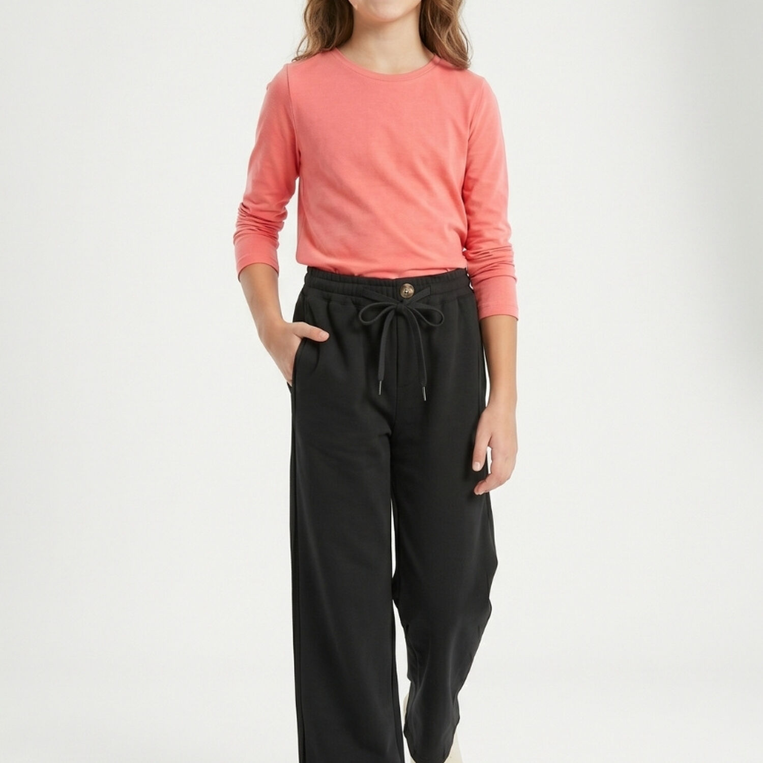Pantalon Ancho Ni&ntilde;a Palazzo Holgado Con Cintura Elastica image number 0.0