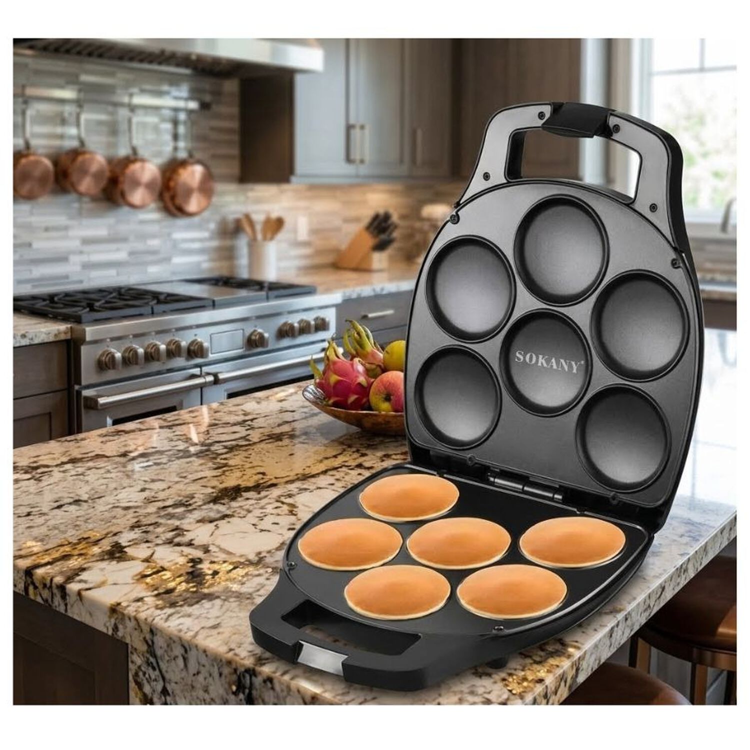 Maquina Mini Pancakes Sokany 1400w Antiadherente image number 4.0
