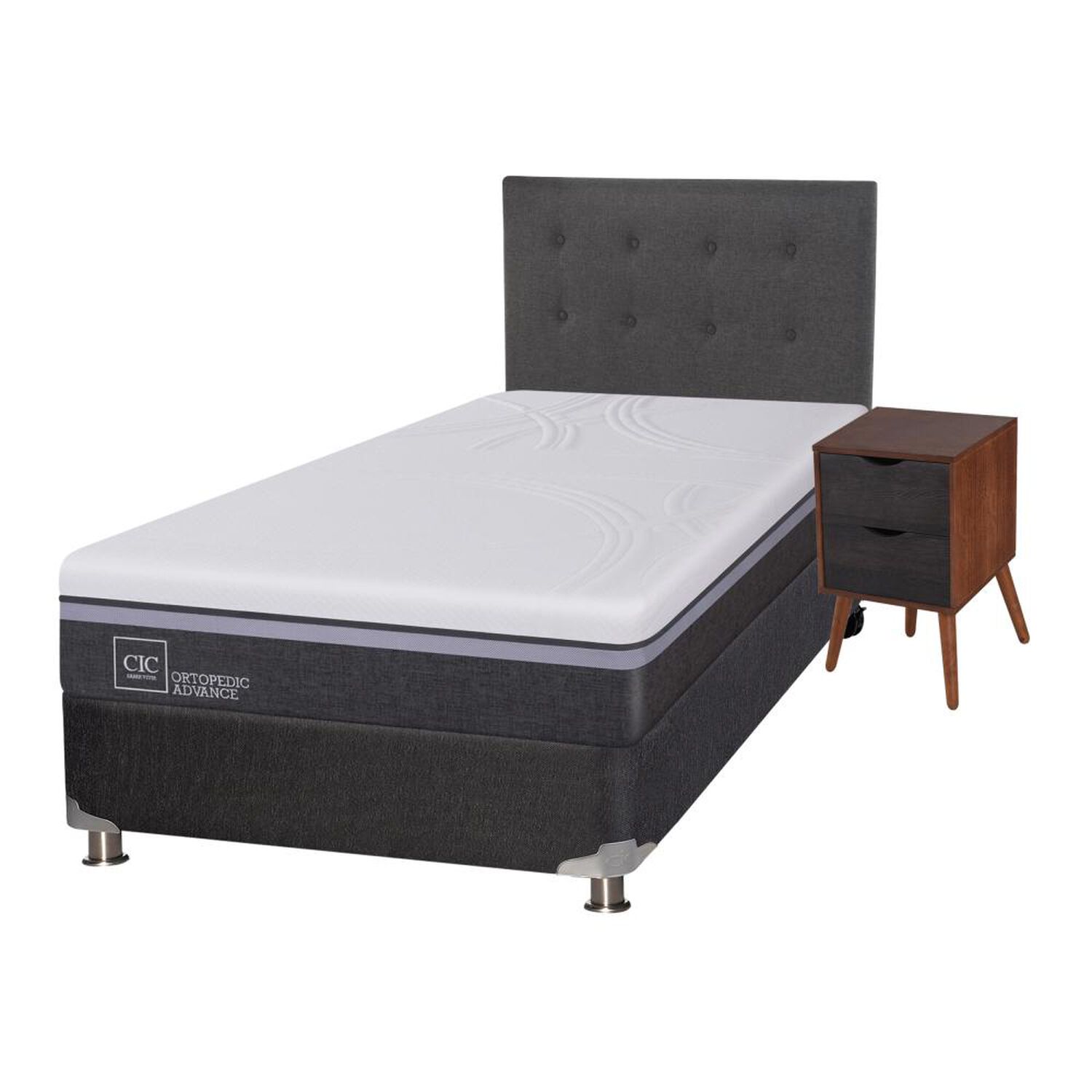 Box Spring Cic Ortopedic / 1.5 Plazas / Base Normal + Set De Maderas image number 1.0
