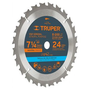 Disco Sierra Circular 7 1/4 Pulgadas 24 Dientes Truper