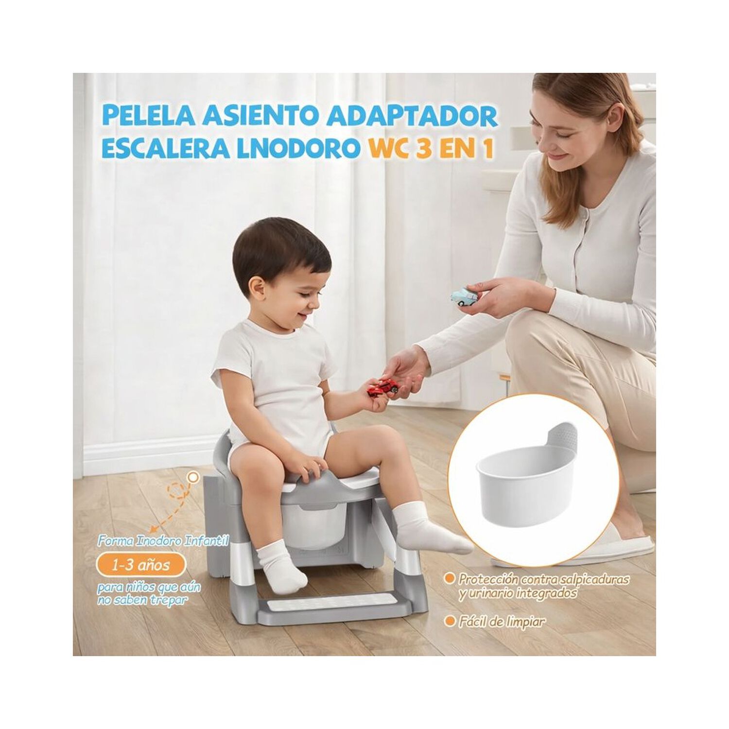 Pelela Infantil 3 En 1 Con Asiento Adaptador Y Escalera image number 7.0