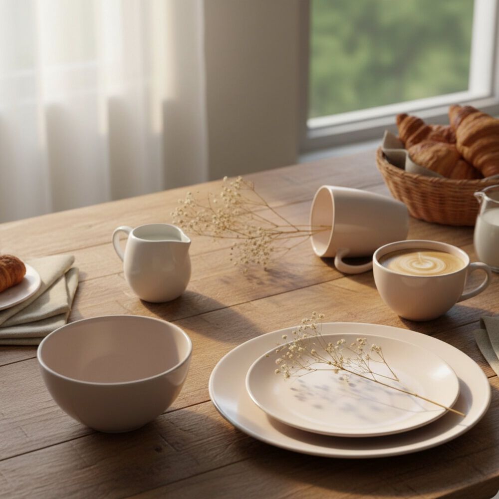 Juego De Loza 16 Piezas Vajilla Cer&aacute;mica July Crema Pink image number 3.0