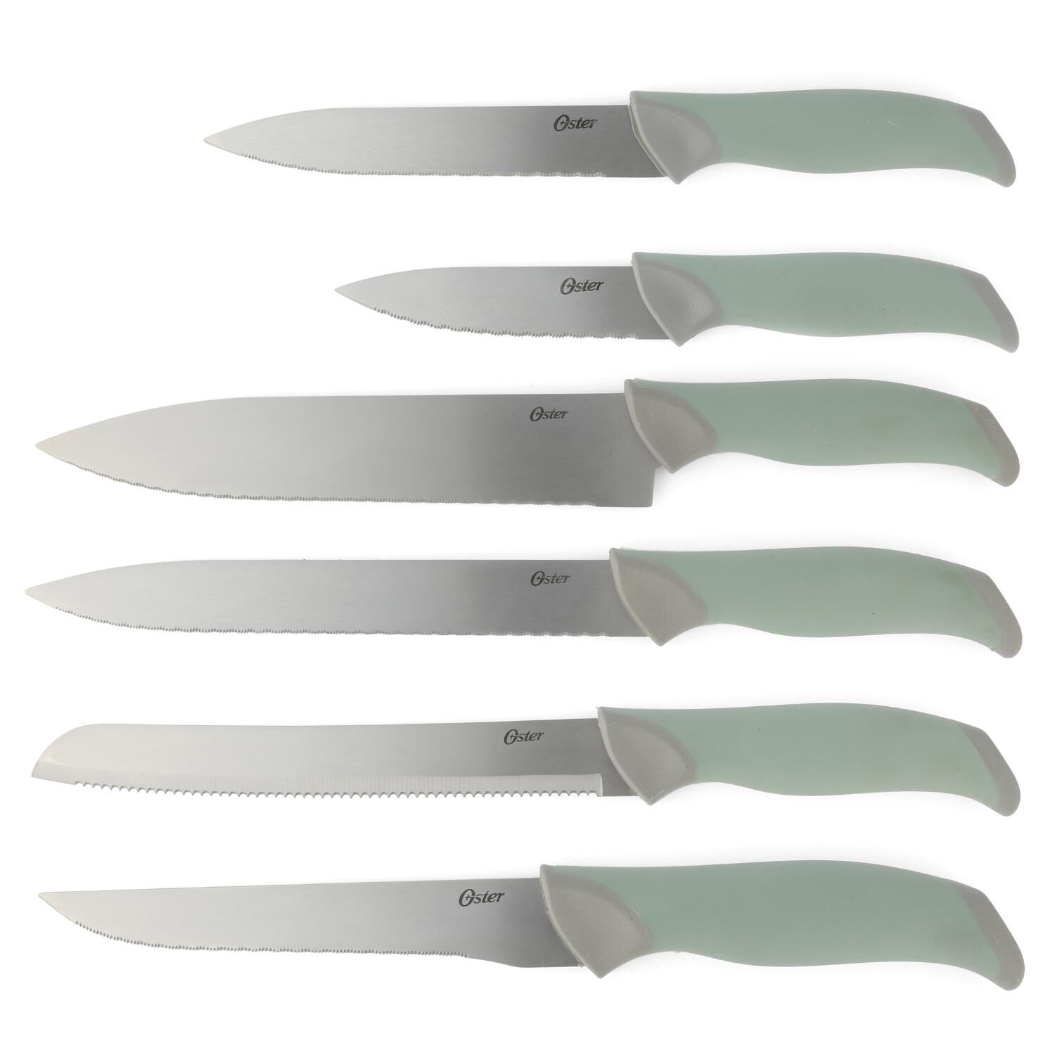 Set Cuchillos Acero Inoxidable Lindbergh 14 Pcs Mango Verde Y Taco De Madera Negro image number 3.0