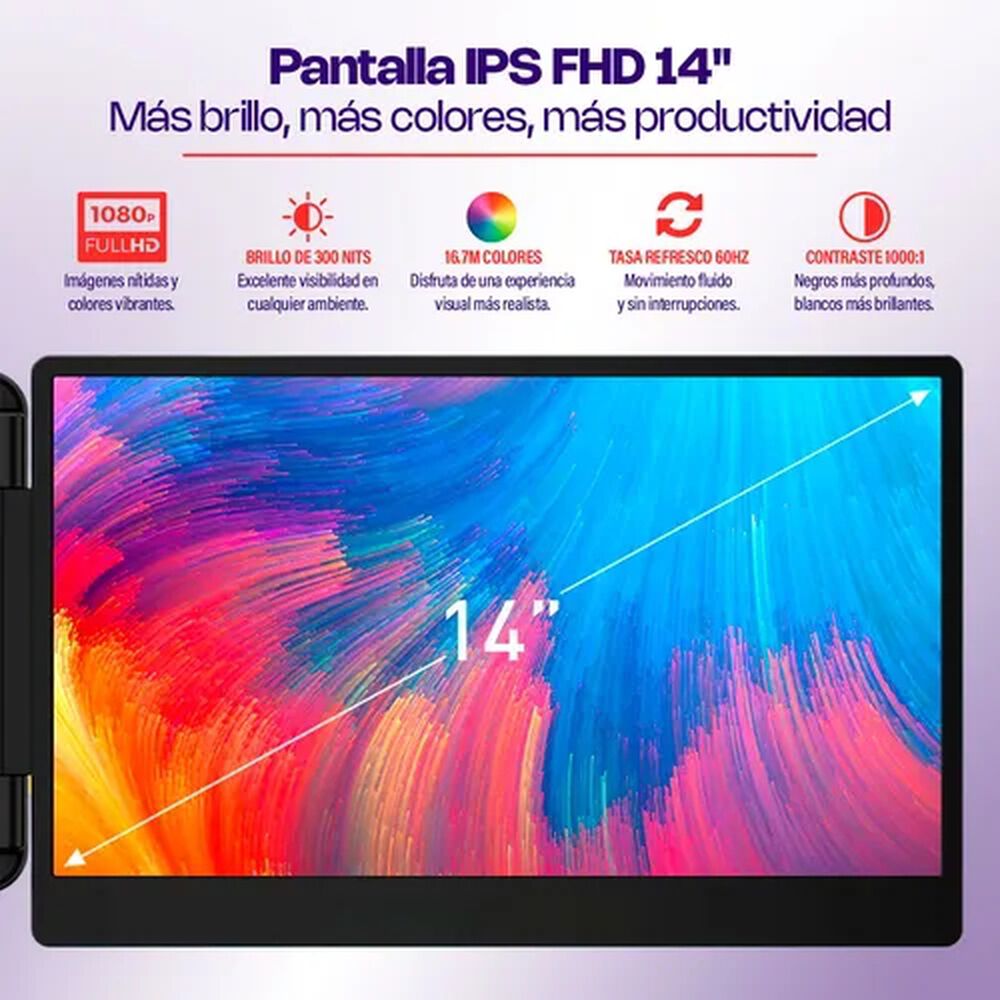 Extensor Dual De Pantalla Notebook Portatil 14 Pulgadas image number 2.0