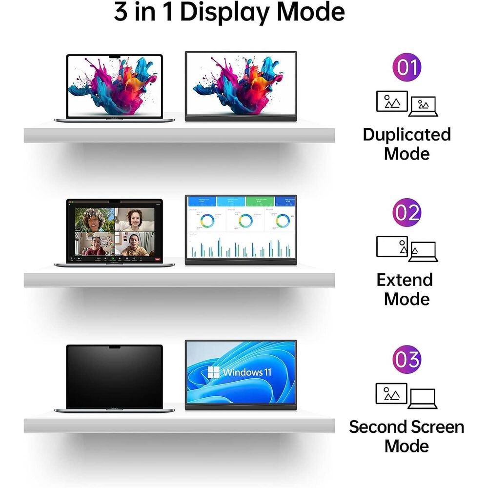 Monitor Port&aacute;til Yxk 15,6'' Full Hd 1080p Usb-c Hdmi image number 4.0