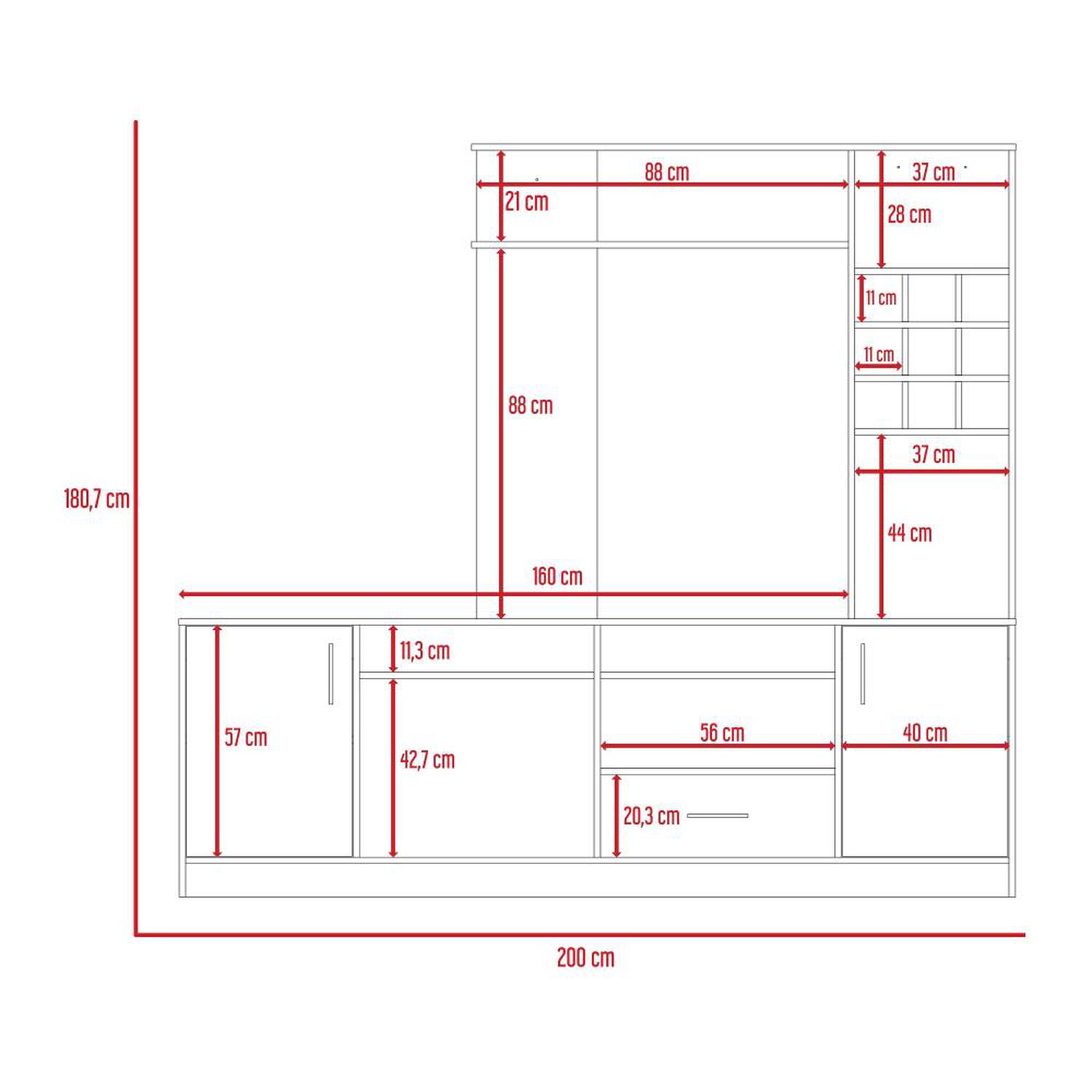 Estante Tv 60" Con Bar Kava Beijing - Rovere Tuhome image number 12.0
