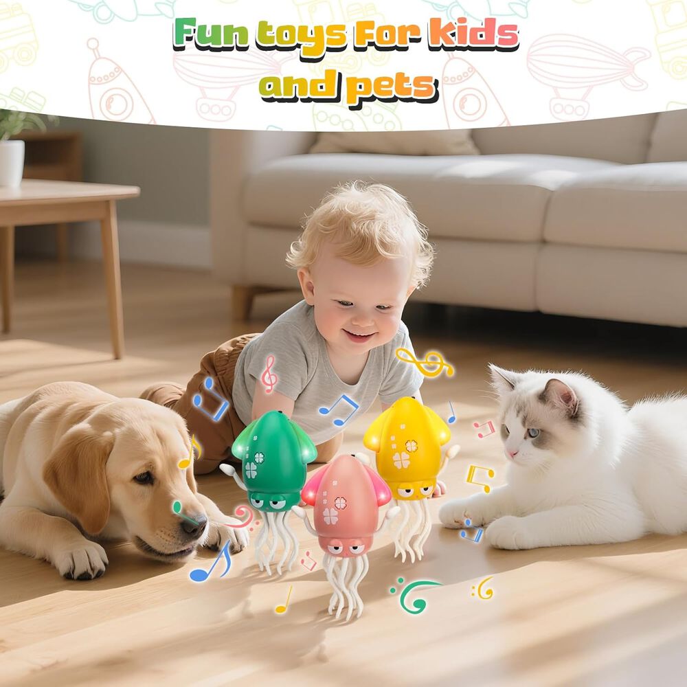 Pulpo Bailar&iacute;n Squid Toys Musical Con Luces Para Ni&ntilde;o Estimulador Color Amarillo image number 4.0