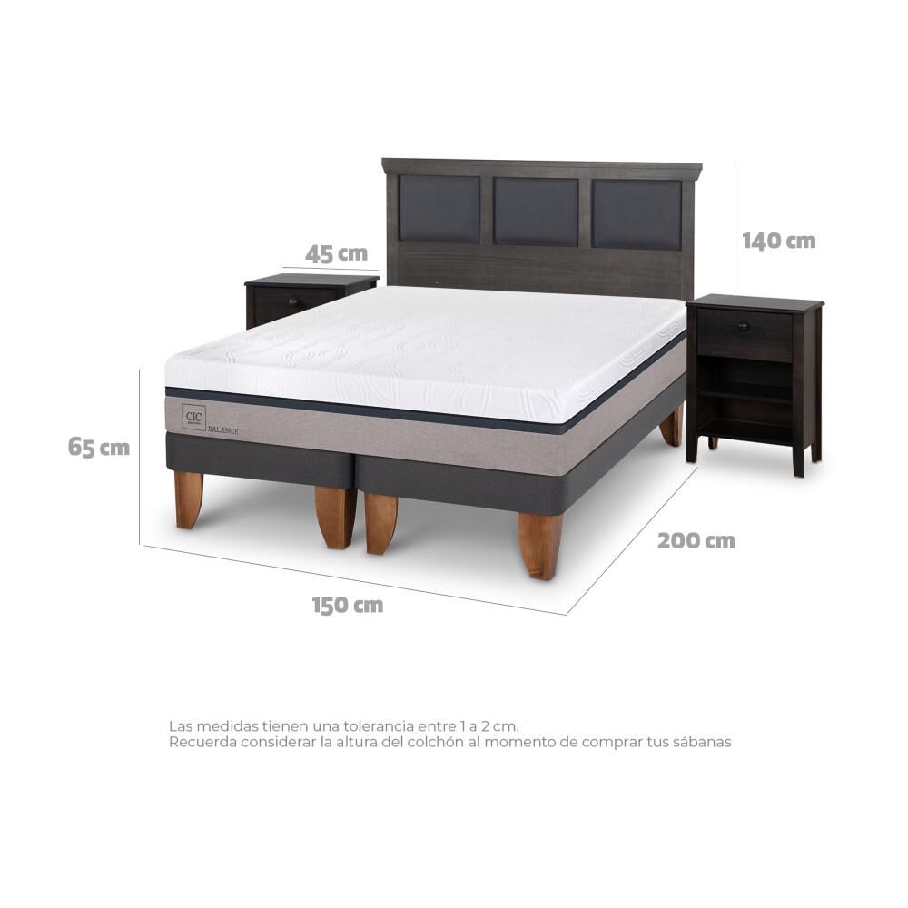 Cama Europea Cic Balance / 2 Plazas / Base Dividida + Set De Maderas image number 3.0