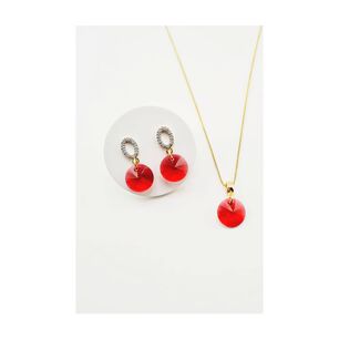 Conjunto Madrid Gold Cristales Genuinos Scarlet