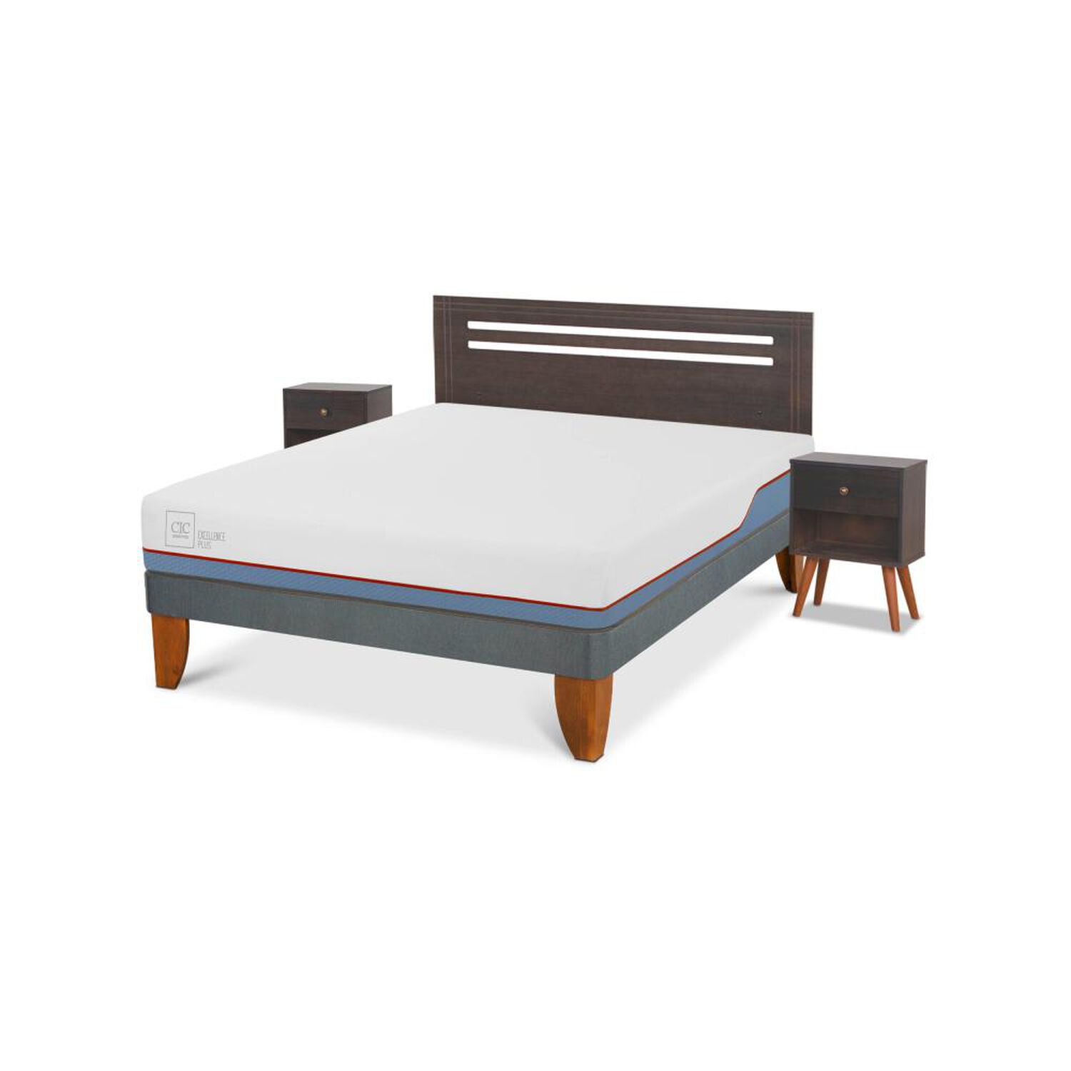 Cama Europea Cic Excellence Plus / 2 Plazas / Base Normal + Set De Maderas image number 1.0