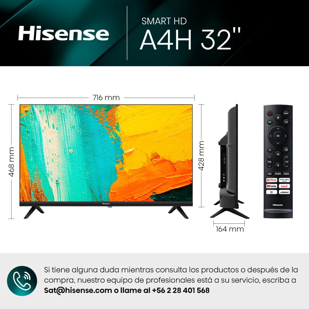 Led 32" Hisense 32A4H / HD / Smart TV image number 6.0