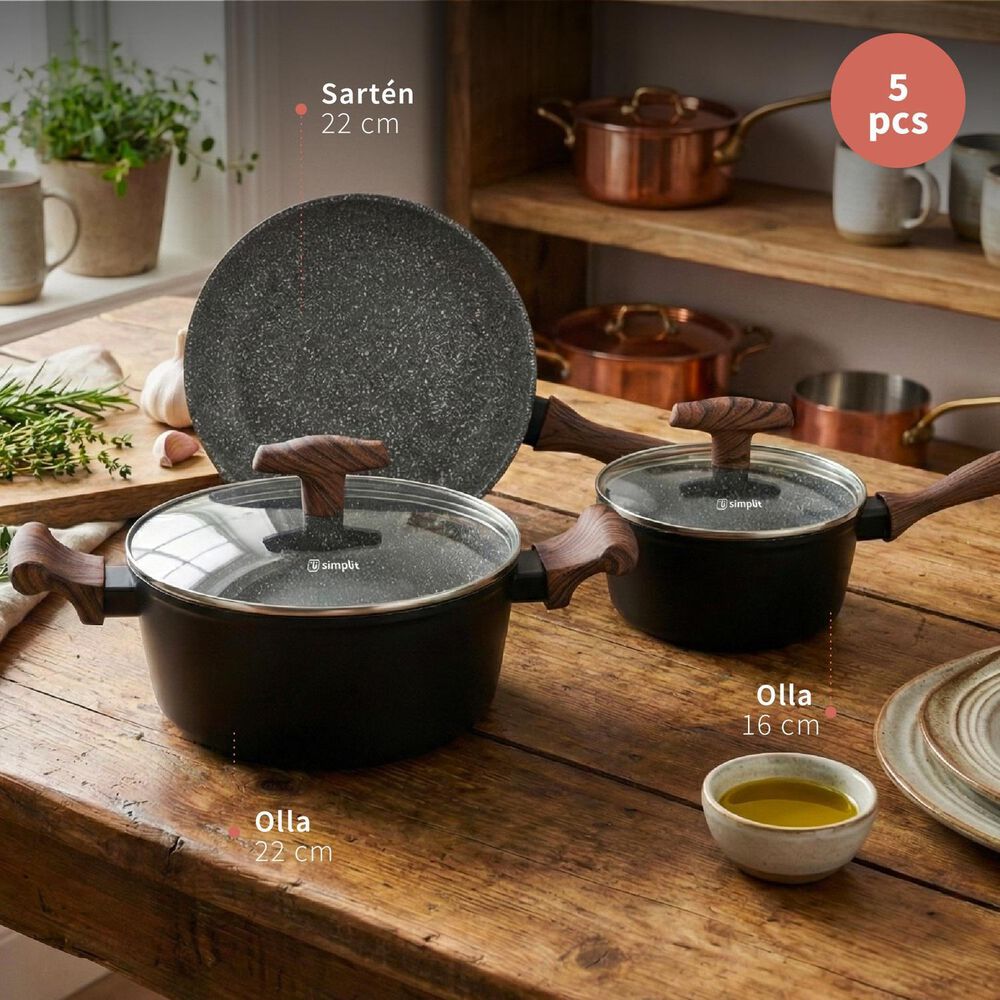 Bater&iacute;a De Cocina Antiadherente Oregon 5 Piezas Simplit image number 5.0