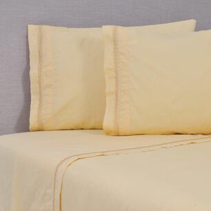 Sabana Bordadas 180 Hilos Mashini 2 P Ramas Amarillo