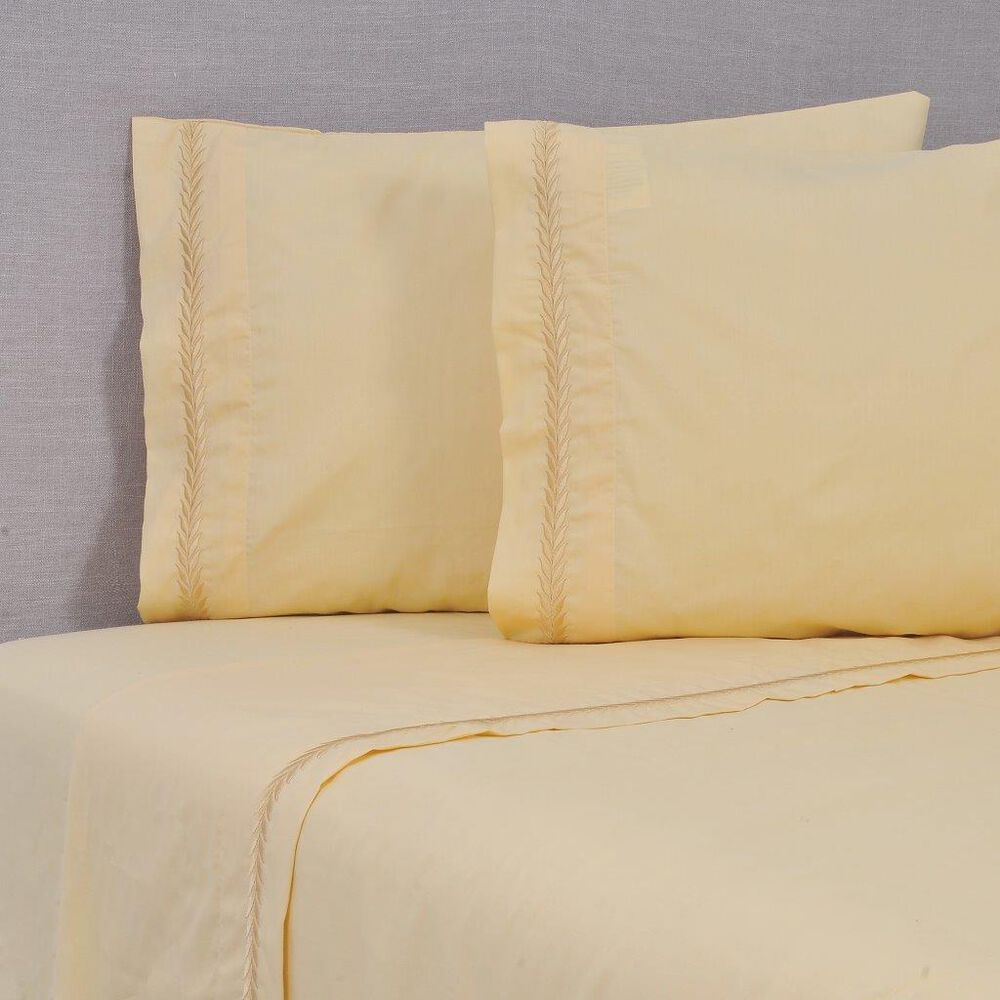 Sabana Bordadas 180 Hilos Mashini 2 P Ramas Amarillo image number 0.0