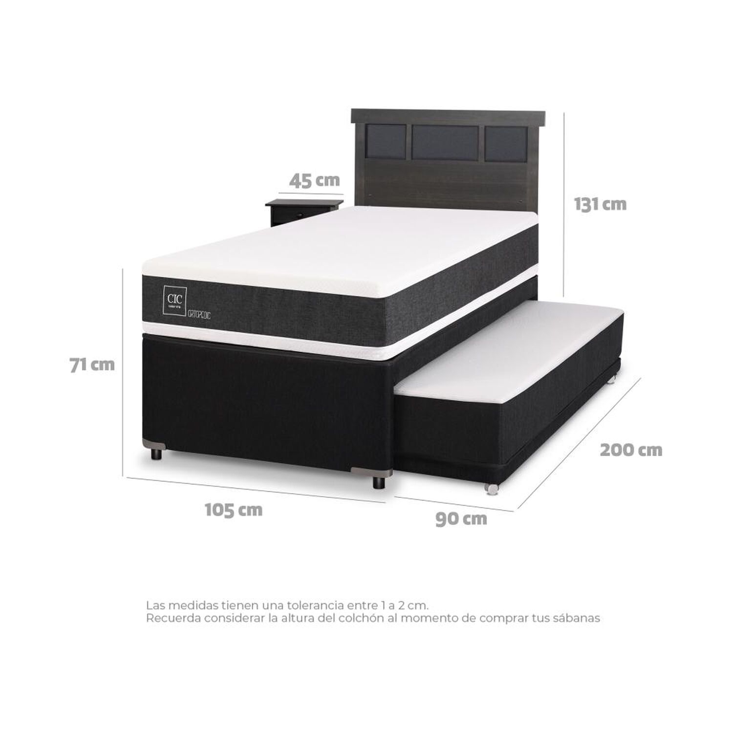 Cama Nido Cic Ortopedic / 1.5 Plazas / Base Normal + Set De Maderas image number 3.0