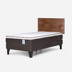 Cama Europea Rosen New Style 4 Plus / 1 Plaza / Base Normal + Respaldo Tabor Caramelo